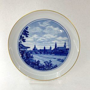 RARE Meissen Canaletto View of Dresden's Old Town and Augustusbrücke Bridge